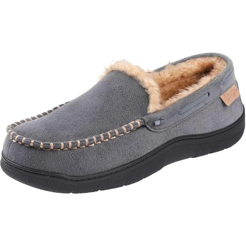 Men's Moccasin Slippers Memory Foam House Shoes, Indoor and Outdoor Warm Loafer Slippers