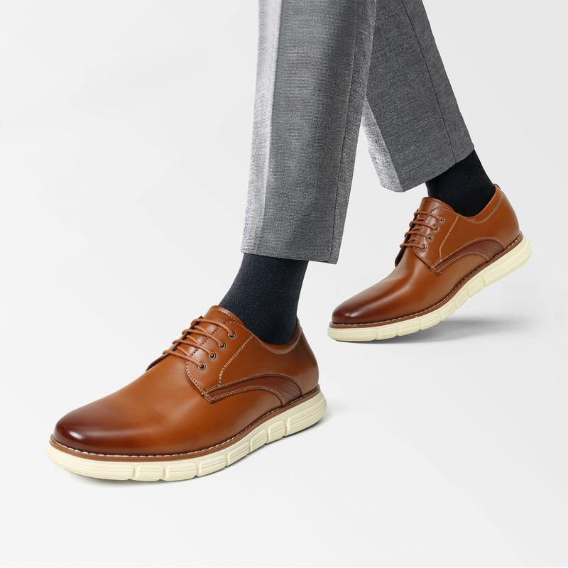 Bruno Marc [CrossFlex Neat Polish] Men's Lightweight EVA Outsole Wide Plain-Toe Dress Oxford Sneakers