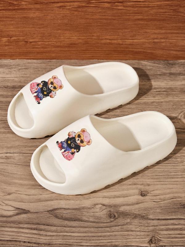 Men's Cartoon Bear Pattern Slippers, Casual Comfortable Home Slippers, Thick Sole Non-slip Slippers for Indoor & Outdoor Wear