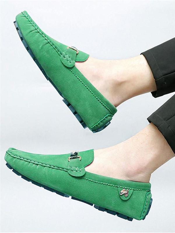 Men's Casual Solid Color Buckle Decorated Loafers, Fashionable Square Toe Slip-on Shoes, Suitable for Daily Wear, Lightweight, Breathable and Comfortable Men's Moccasins