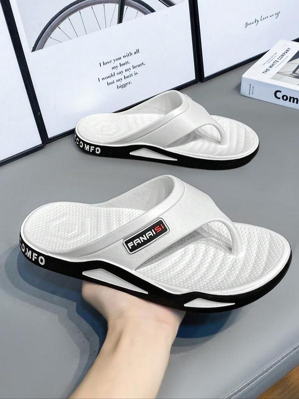 Men's Casual Plain Flip Flops, Fashionable Open Toe Sports Leisure Beach Sandals, Summer Casual Comfortable Slippers for Outdoor Beach