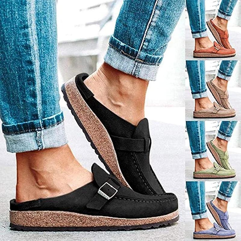 2024 Women Suede Clogs Mules Garden Loafer Shoes Memory Foam Slipper Casual  Sneakers Comfortable Slip on Sandals Anti-Slip Backless Home Office Walking Shoes