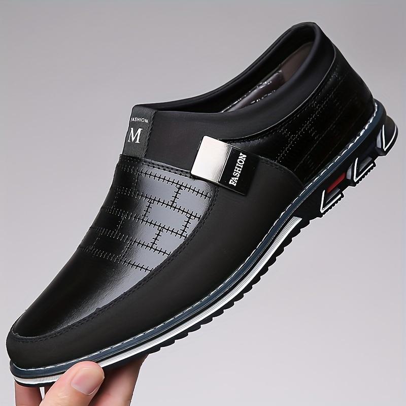 Men's Fashion PU Leather Shoes, Business Office Non-Slip Wear-Resistant Slip Shoes