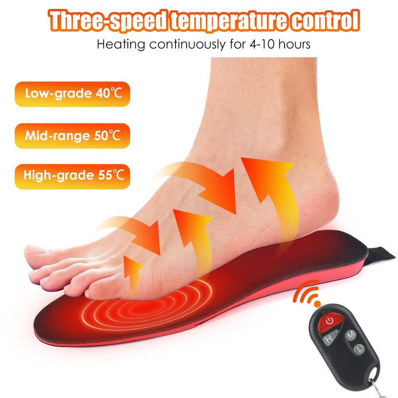 Electric Heated Insoles, 1 Pair Rechargeable Foot Warmer with 3 Temperature Settings, Shoe Insoles, Foot Accessories for Outdoor Camping Skiing Fishing Hunting, Foot Massager