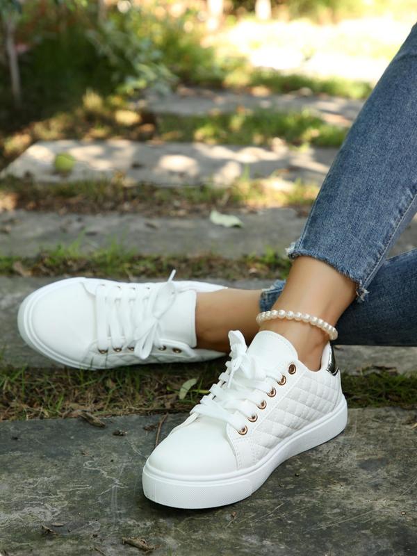 Women's Fashionable Lace Up Low Top Sneakers, Designer Shoes Casual Comfortable Sports Shoes for Daily Wear, Female All-match Round Toe Shoes for Daily Wear