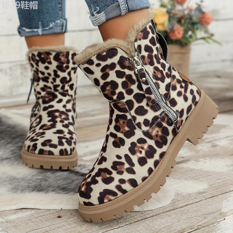 Cozy Plush Lined Short Boots for Women - Soft, Comfortable, and Warm Winter Ankle Boots with Fashion Side Zipper and Cushioned Insoles for Daily Wear Girl Walking Shoes Footwear Rubber Platform casual beige