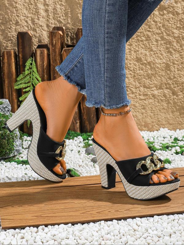 Women's Fashionable Plain Color Peep Toe Wedge Sandals, Casual Versatile High Heel Sandals for Party, Daily Clothing Decor for Women & Girls