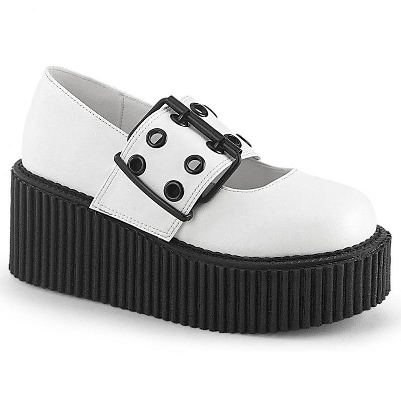 Demonia Creeper-230 White Vegan Leather Creepers