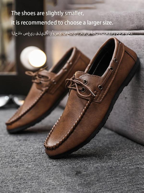 Men's Business Style PU Leather Loafers, 1 Pair Plain Lace Up Dress Shoes, Casual Comfortable Slip-on Shoes for Daily Wear, Fashion Shoes for Party, Daily Clothing Decor