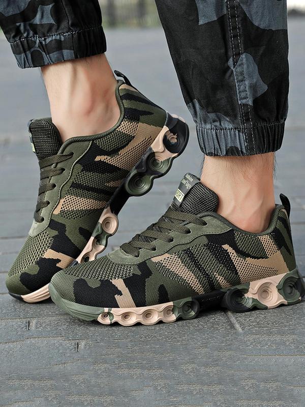 Men's Camo Print Lace Up Walking Shoes, Casual Comfortable Breathable Sports Shoes, Trendy All-match Sneakers for Daily Wear