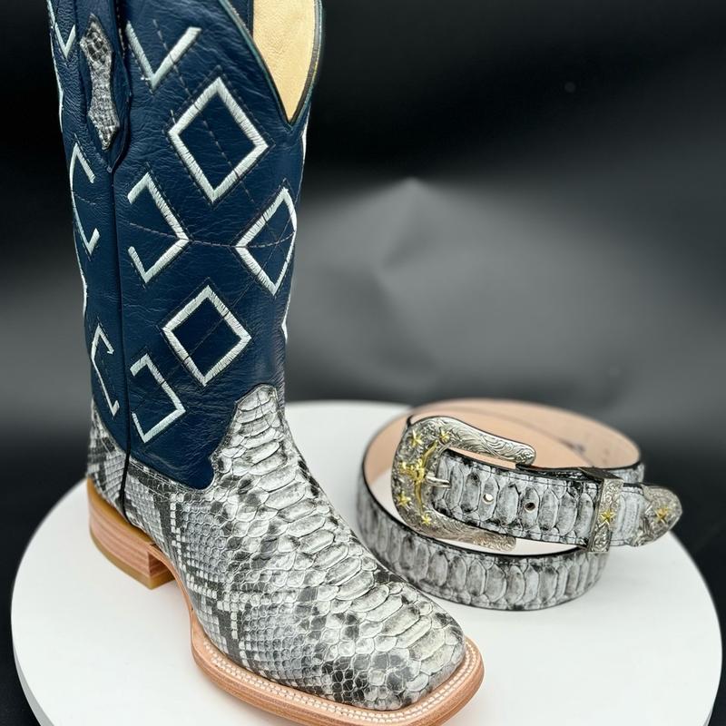 MENS BOOTS NATURAL PYTHON PRINT WITH BELT