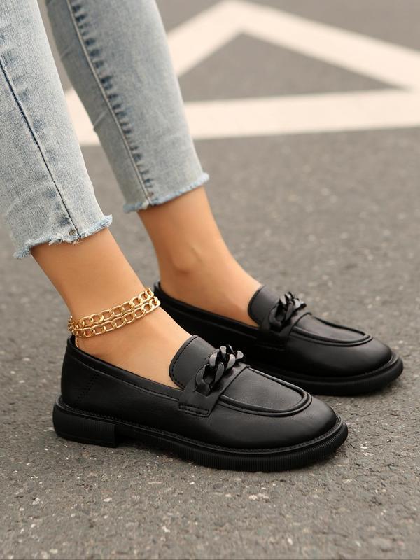 Women's Fashionable Plain Color Loafers, Casual Comfortable Slip on Shoes for Daily Wear, Lightweight Breathable Shoes for All Seasons