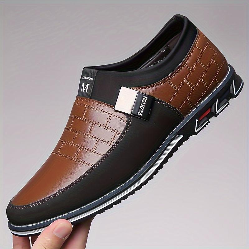 Men's Fashion PU Leather Shoes, Business Office Non-Slip Wear-Resistant Slip Shoes