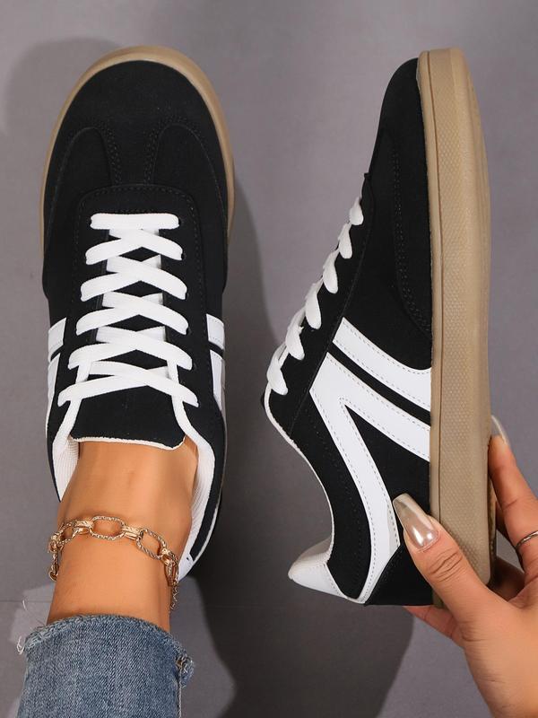 Women's Fashionable Lace Up Low Top Shoes, Casual Comfortable Breathable Sports Shoes, Female All-match Round Toe Shoes for Daily Wear Flat Sneakers