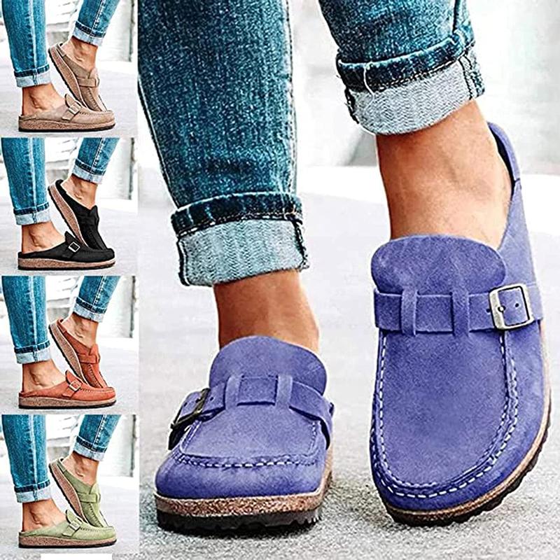 2024 Women Suede Clogs Mules Garden Loafer Shoes Memory Foam Slipper Casual  Sneakers Comfortable Slip on Sandals Anti-Slip Backless Home Office Walking Shoes