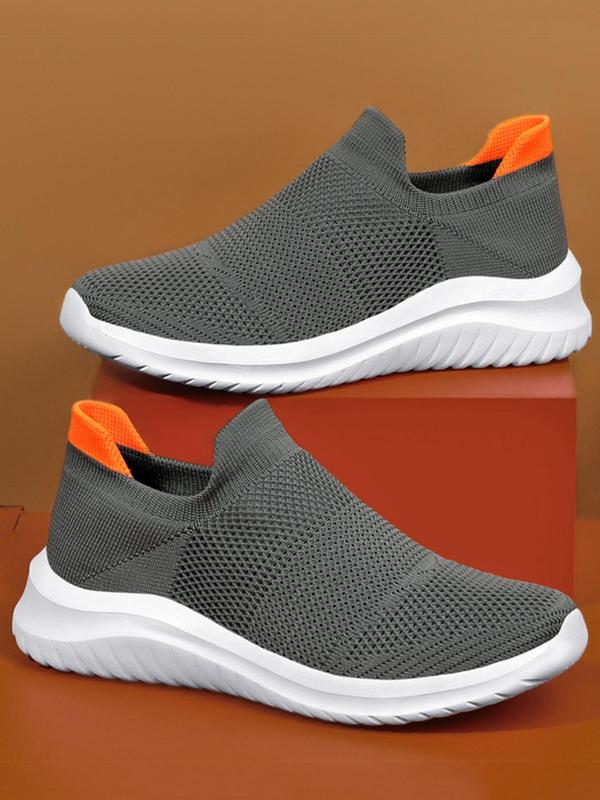 Summer Plain Low Top Slip on Sneakers, Casual Comfortable Sports Shoes for Daily Life, Breathable Non-slip Sneakers, Men's Sneakers for Fall Outfits & Fall Freshness