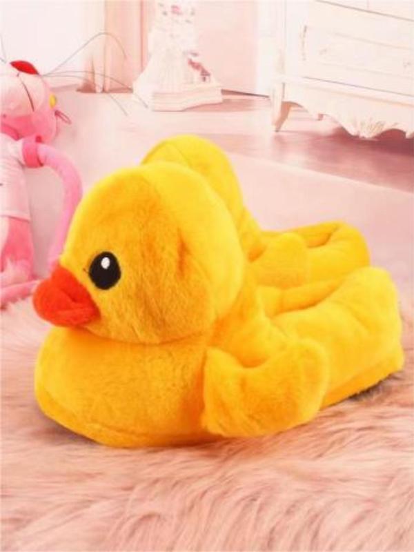 Men's Cute Duck Design Plush Slippers, 1 Pair Warm and Comfortable Bedroom Slippers for Indoor and Outdoor Wear, Creative Fluffy Slippers for Fall and Winter