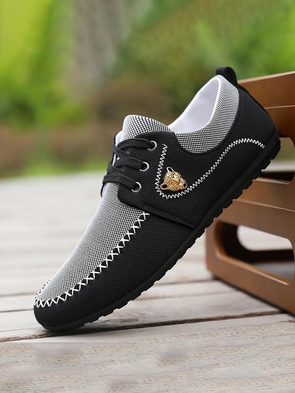 Men's Business Colorblock Animal Decor Slip-on Shoes, Casual Comfortable Breathable Flat Shoes, Fashionable Streetwear Shoes for Daily Footwear for Boy