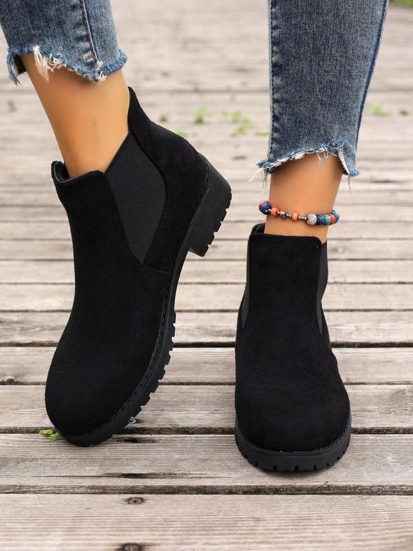 Women's Fashionable Solid Color Ankle Boots, Casual Comfortable Round Toe Boots for Daily Wear, Female All-match Trendy Shoes for Fall & Winter