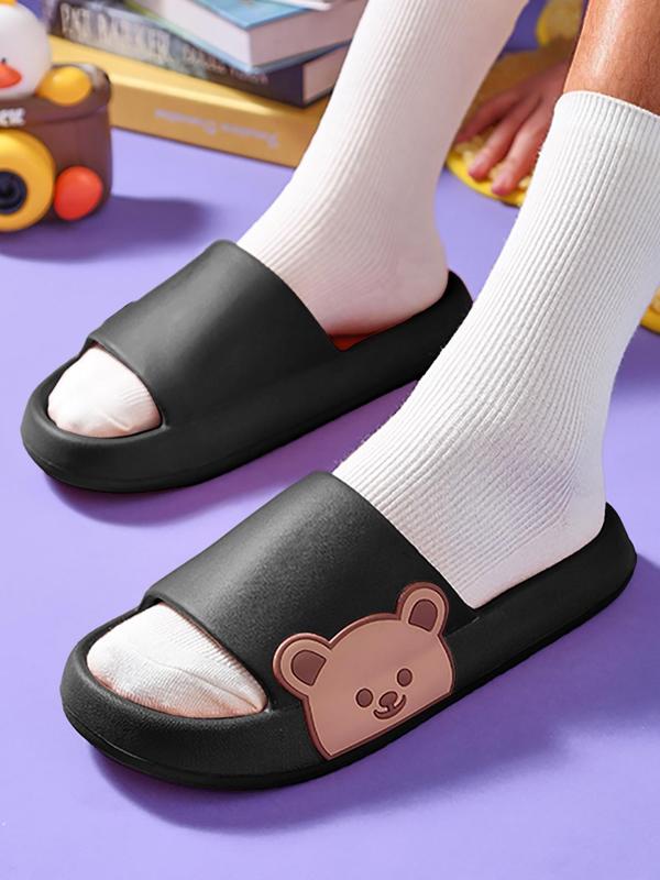 Men's Cute Cartoon Bear Pattern Wear Resistance Slippers, 1 Pair Casual Soft Comfortable Home Slippers for Women & Men, Summer 2024 Non-slip Slippers for Indoor & Outdoor Wear