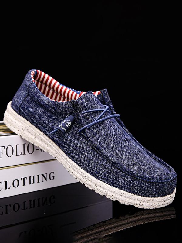 Men's Casual Lace Up Denim Slip-on Loafers, Lightweight Breathable Flats for Men, Comfortable Non-slip Shoes for Daily Wear