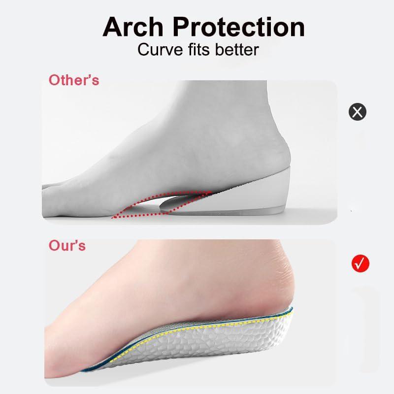 1 pair Boost Your Height with These Arch Support Inner Heightening Insoles - Breathable Sports Shock-absorbing Half Cushion!