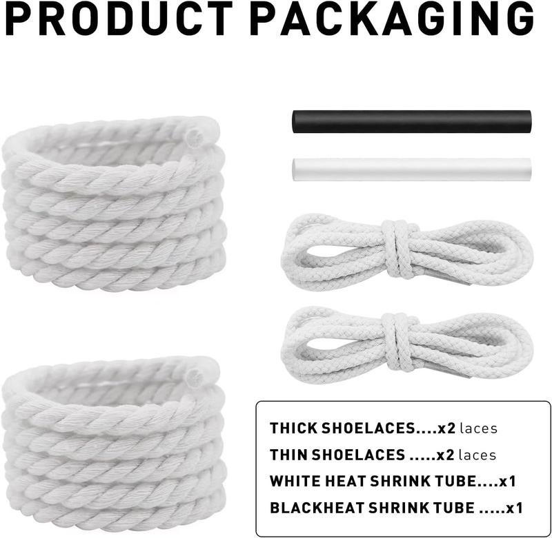 UamGlsob Thick Rope Shoe Laces for Air Force 1, 10mm Wide Round Cotton Chunky Shoelaces Replacement Strings for Sneakers - Rope Laces