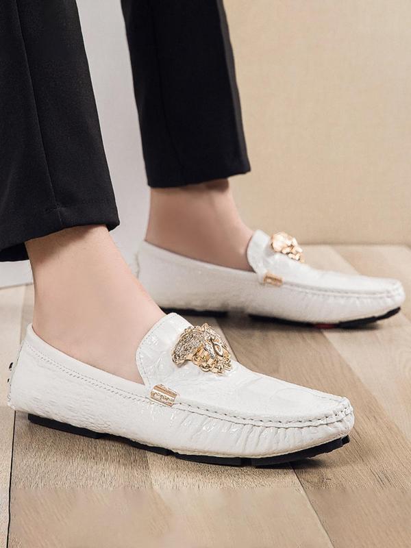 Men's Business Fashion Rhinestone Decorated Slip-on Loafers, Casual Comfortable Round Toe Flat Shoes for Daily Wear, Fashion Shoes for Party, Daily Wear