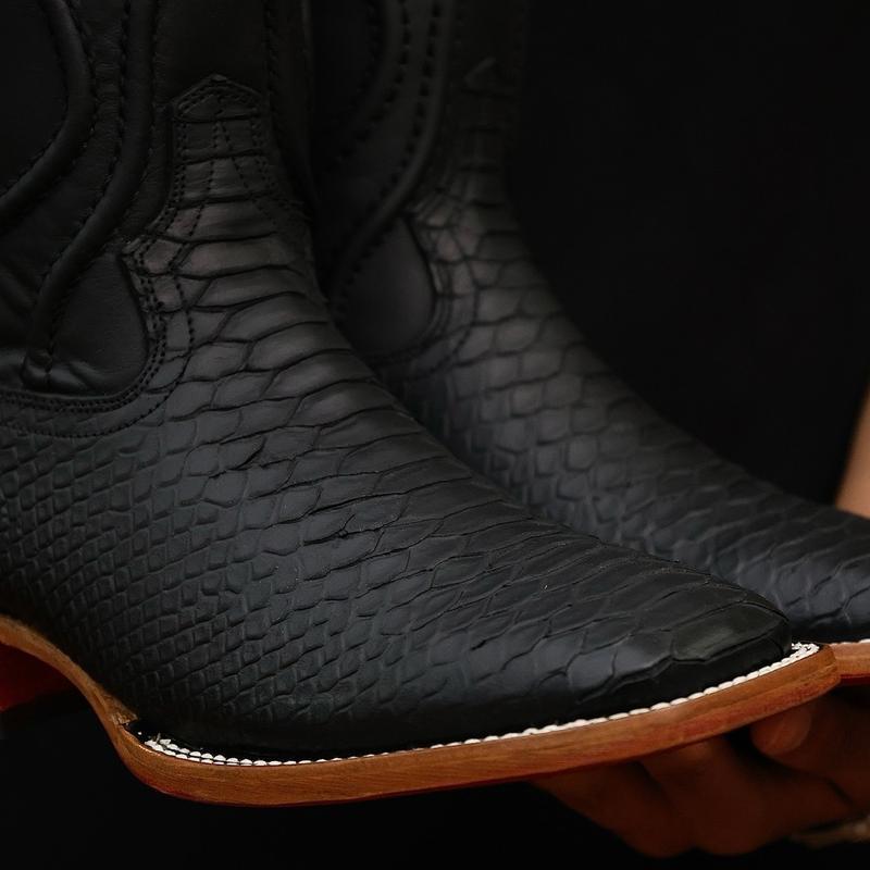 Men’s Matte Black Python Cowboy Boots