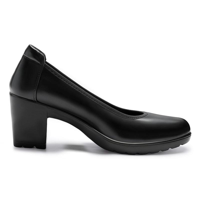 Women's Chunky Closed Toe Heels Low Block Heel Work Pumps Comfortable Round Toe Dress Shoes