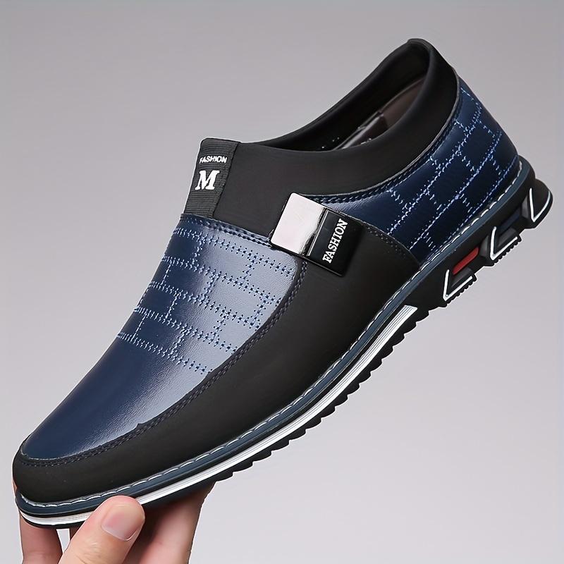 Men's Fashion PU Leather Shoes, Business Office Non-Slip Wear-Resistant Slip Shoes