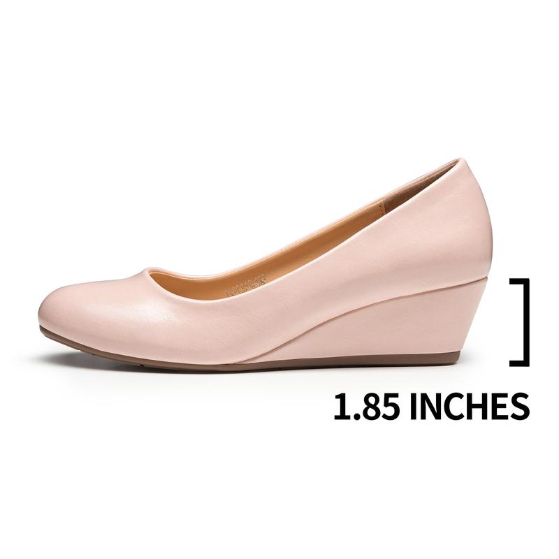 Trary Women's Wedges Pumps Round Toe Mid Heels Comfortable Closed Toe Dressy Shoes Women Pumps Wedge Shoes for Wedding Work Office Party