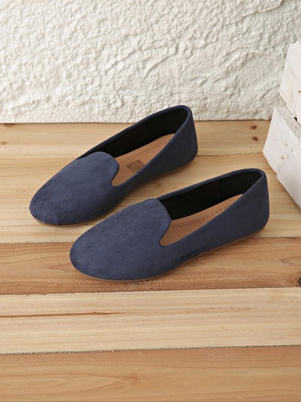 Women's Solid Color Round Toe Ballet Flats, 2024 New Style Casual Comfortable Slip on Flat Shoes for Daily Wear, Lightweight Breathable Shoes for All Seasons