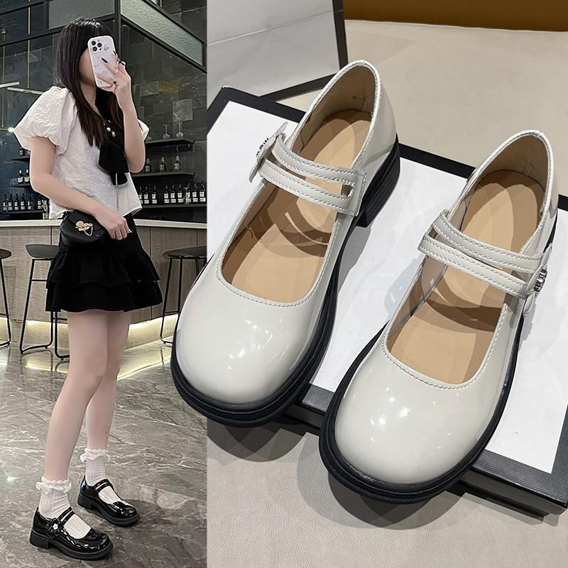 Fashion Casual British Platform Leather Shoes Female Mary Jane Shoes New with Fairy Skirt Big Head Shoes Trendy All-Matching Girl Women