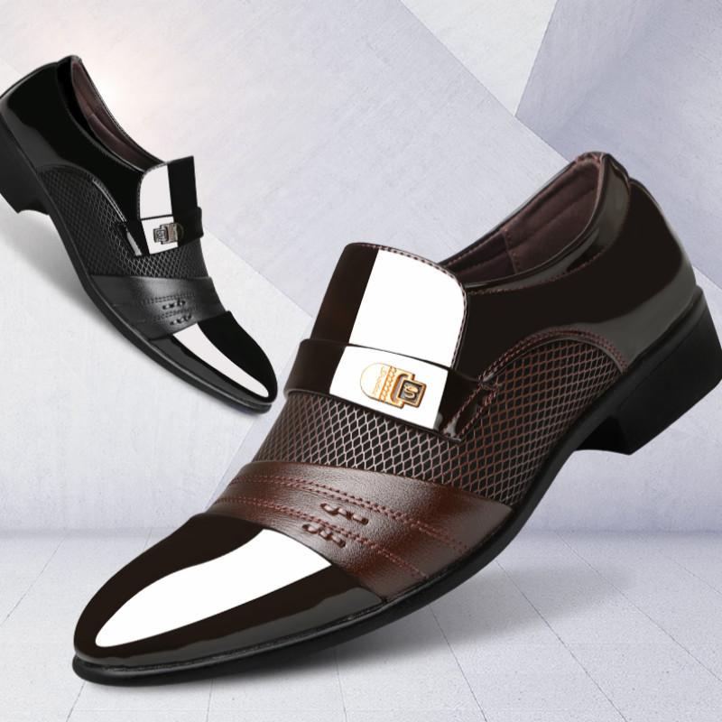 Men's Patent Leather Oxford Shoes, Formal Dress Shoes For Wedding Party Office