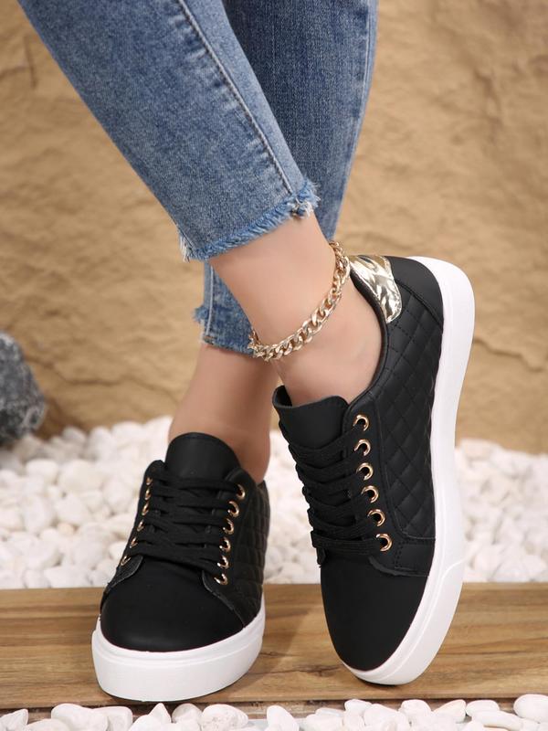 Women's Fashionable Lace Up Low Top Sneakers, Designer Shoes Casual Comfortable Sports Shoes for Daily Wear, Female All-match Round Toe Shoes for Daily Wear