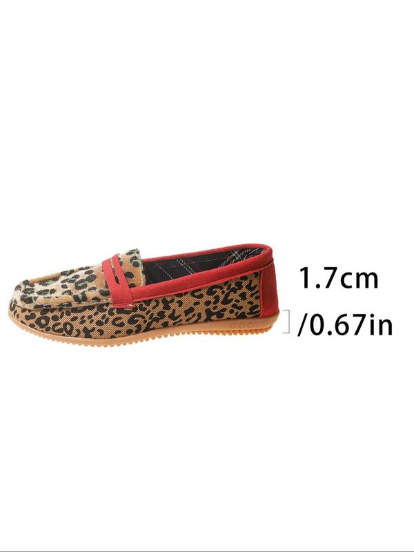 Fashion Leopard Patchwork Pattern Slip on Flats, Casual Comfortable Round Toe Flat Shoes for Daily Wear, Female All-match Shoes for Daily Wear