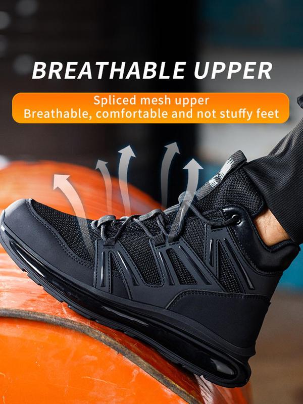 Men's Casual Lace Up High Top Safety Boots, Fashionable Breathable Comfortable Anti-stab Work Shoes for Daily Wear, Male All-match Round Toe Shoes for Daily Wear Work Boots