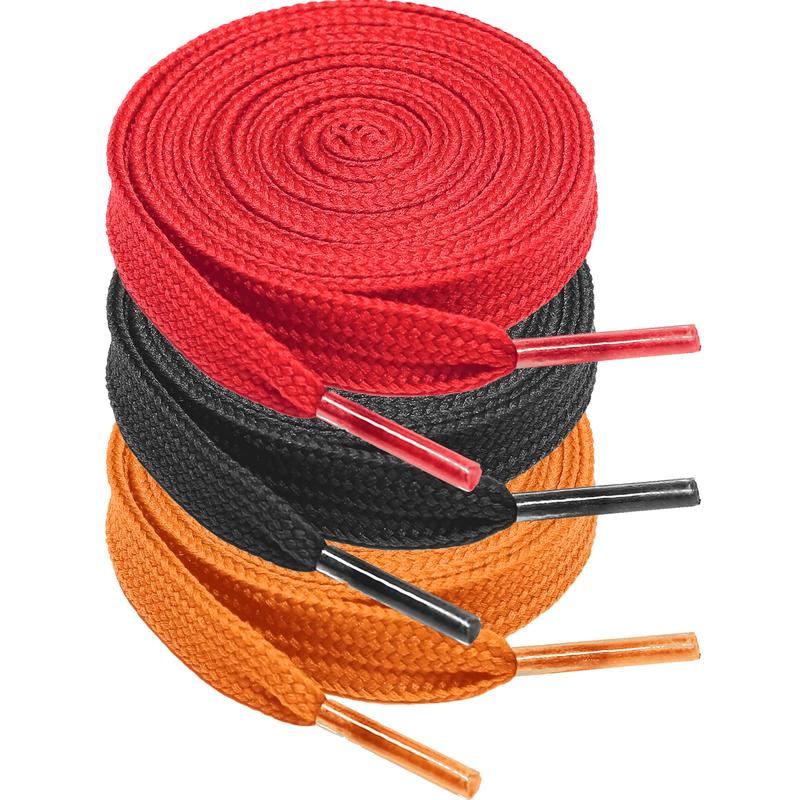 GEN BIGBOTTLE 3 Pairs Black-Orange-Red Flat Shoe laces For Sneakers, For Converse, af1, AJ1, NIKE, ADDIDAS,...Kids Shoe Laces, Elastic Shoe Laces For Adults, Boot Laces, Shoe Lace