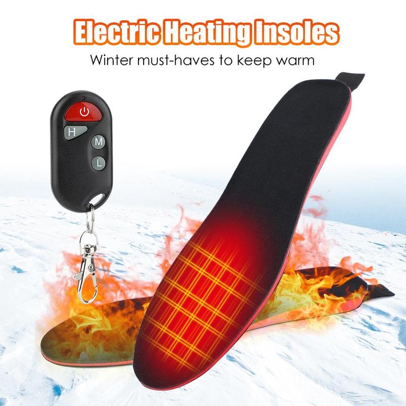 Electric Heated Insoles, 1 Pair Rechargeable Foot Warmer with 3 Temperature Settings, Shoe Insoles, Foot Accessories for Outdoor Camping Skiing Fishing Hunting, Foot Massager