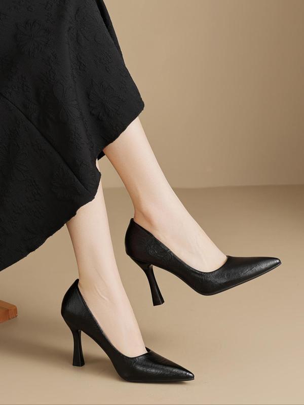 Women's Solid Color Pointed Toe High Heel Shoes, Elegant Fashionable Slip on Pumps for Work Office, Female All-match Commuter Shoes for Daily Wear