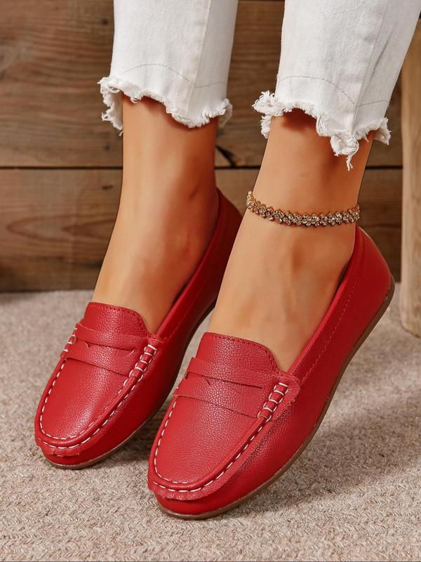 Women's Solid Color Slip on Loafers, Casual Comfortable Breathable Flat Shoes for Daily Wear, Lightweight Breathable Shoes for All Seasons