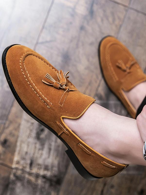 Men's Elegant Tassel Decor Loafers, Business Style Solid Color Slip-on Shoes, Fashionable Comfortable Shoes for Daily Wear