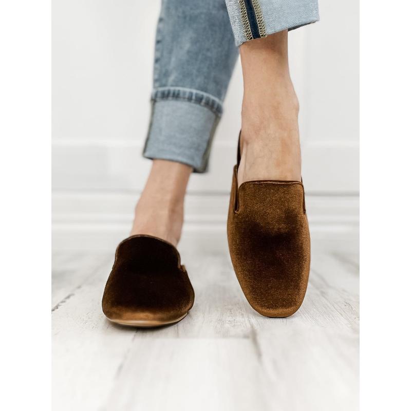 Corkys Spotlight Slip On Mule Shoes in Cinnamon Velvet