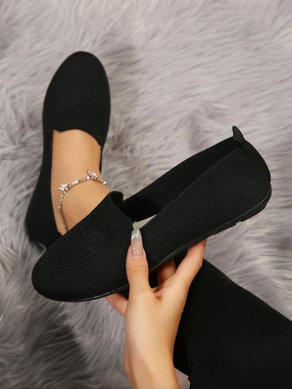 Women's Simple Solid Color Flat Shoes, Casual Comfortable Breathable Slip One Thin Shoes, Female Basic Textile Round Toe Shoes For Daily Wear