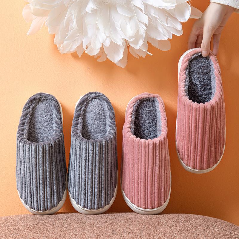 Cotton Slippers For Men And Women Winter Home Indoor Home Non-Slip Thick Sole Couple Shoes Winter Footwear Flipflop