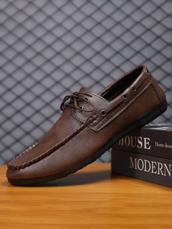 Men's Business Style PU Leather Loafers, 1 Pair Plain Lace Up Dress Shoes, Casual Comfortable Slip-on Shoes for Daily Wear, Fashion Shoes for Party, Daily Clothing Decor