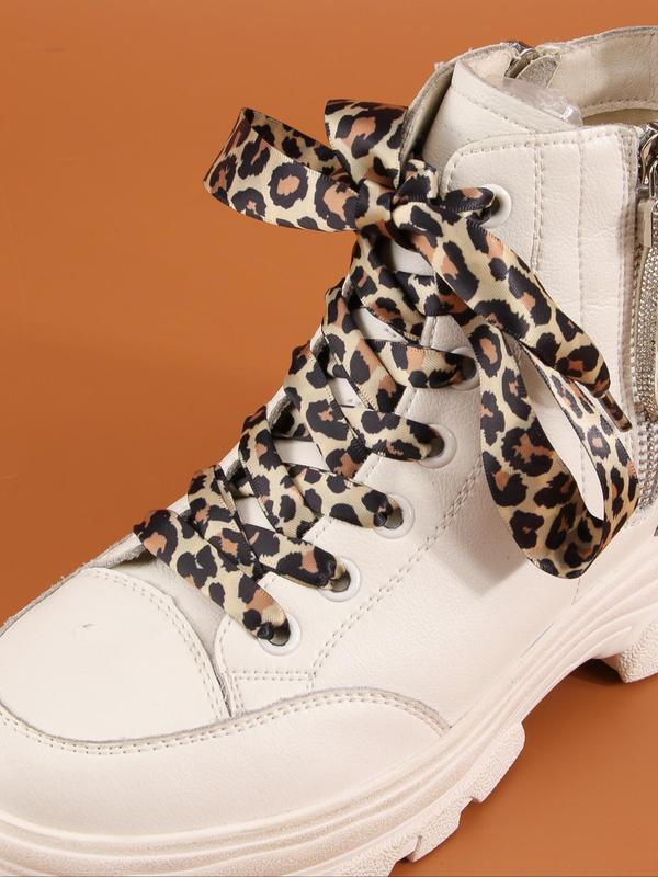 Leopard Pattern Shoelaces, Fashionable Shoelaces for Women's Sneakers, Casual Trendy Shoes Accessories for Daily Use