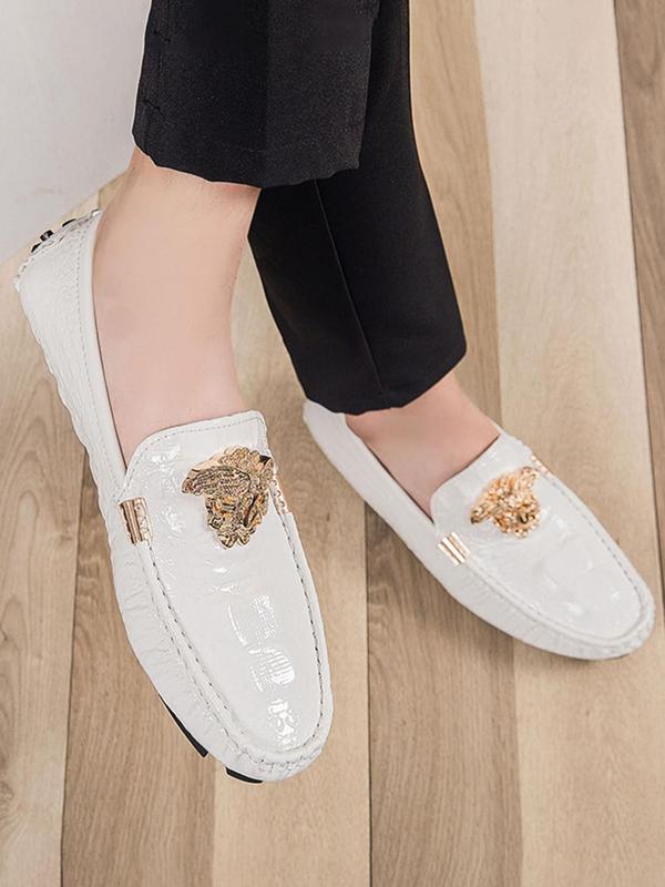 Men's Business Fashion Rhinestone Decorated Slip-on Loafers, Casual Comfortable Round Toe Flat Shoes for Daily Wear, Fashion Shoes for Party, Daily Wear