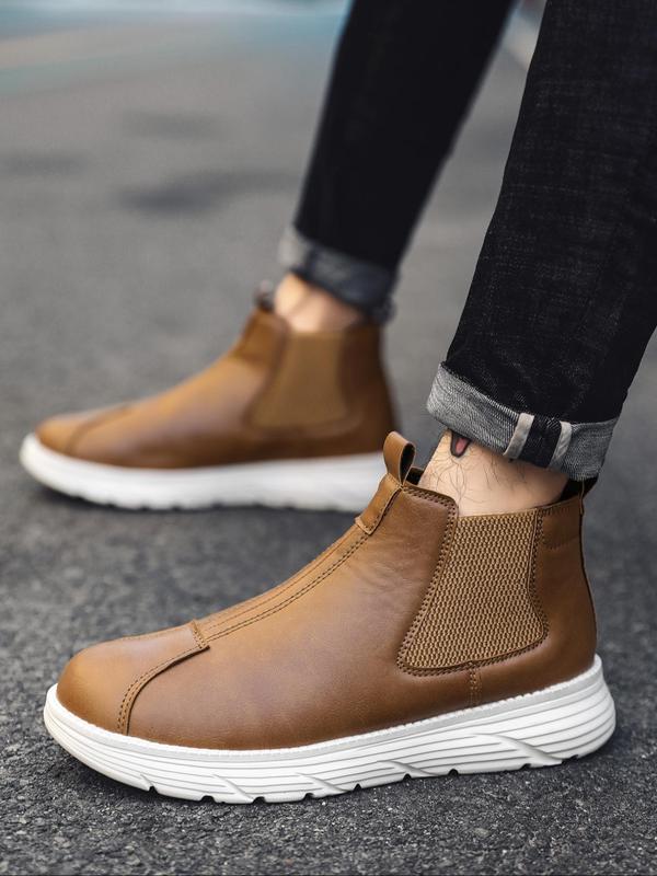 Men's Fashionable Solid Color Slip on Chelsea Boots, Casual Comfortable Breathable Boots for Daily Wear, Fashion Shoes for Party, Daily Clothing Decor